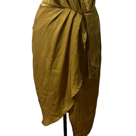 Missguided Silky Strappy Wrap Over Midi Sz 4 Dress Yellow - Picture 6 of 11